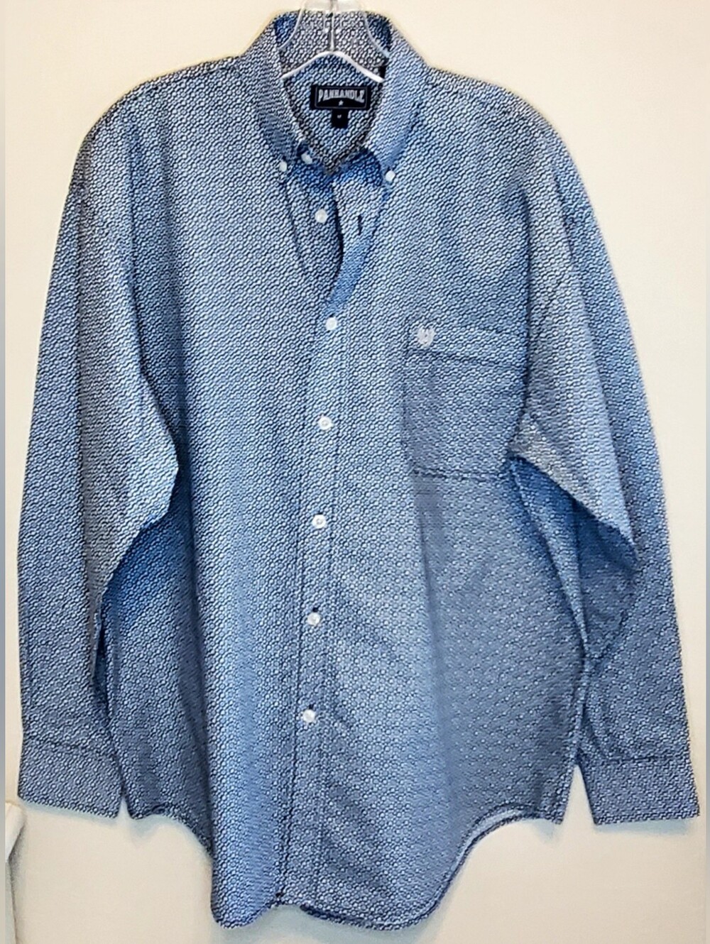 Panhandler Western Shirt Mens M  Blue Star Geometric Long Sleeve Button Down